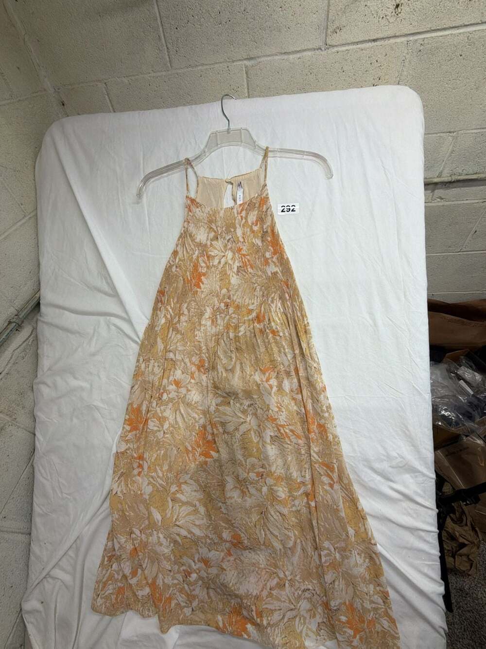 Lush Orange Floral Pleated Halter Maxi Dress